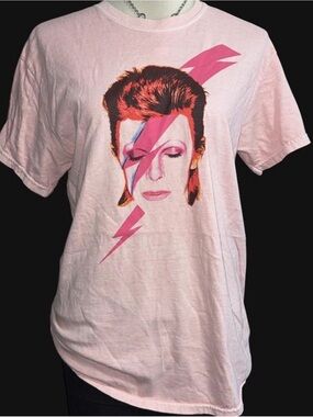 Light Pink Short Sleeve Graphic Tee with David Bowie